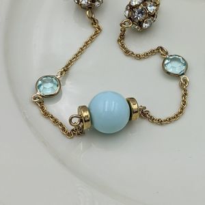 J. Crew Baby Blue Gold Tone Crystal Necklace